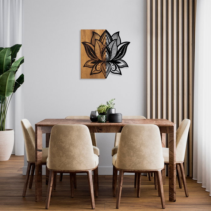 Wallity Lotus 10 Escultura de pared en Nogal y Negro Wallity Lotus 10 Escultura de pared en Nogal y Negro